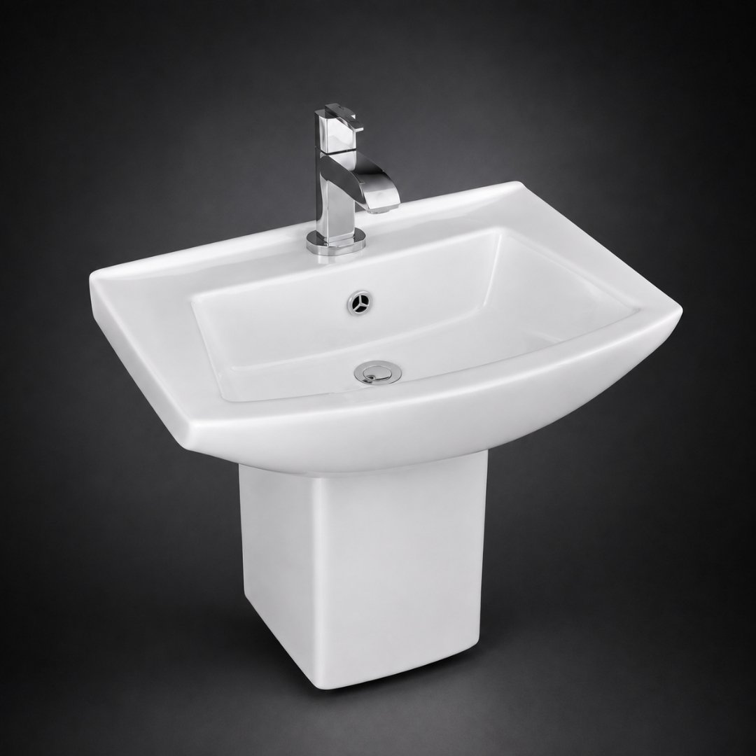 SILVER Washbasin with Pedestal Wash Basin - My Home Studio